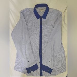 Express fitted striped button down shirt